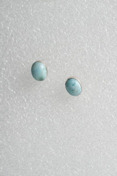 Oval Larimar Post Earrings