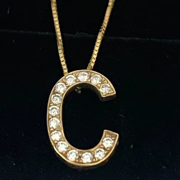 Gold Initial Pave w/Chain - Child Size
